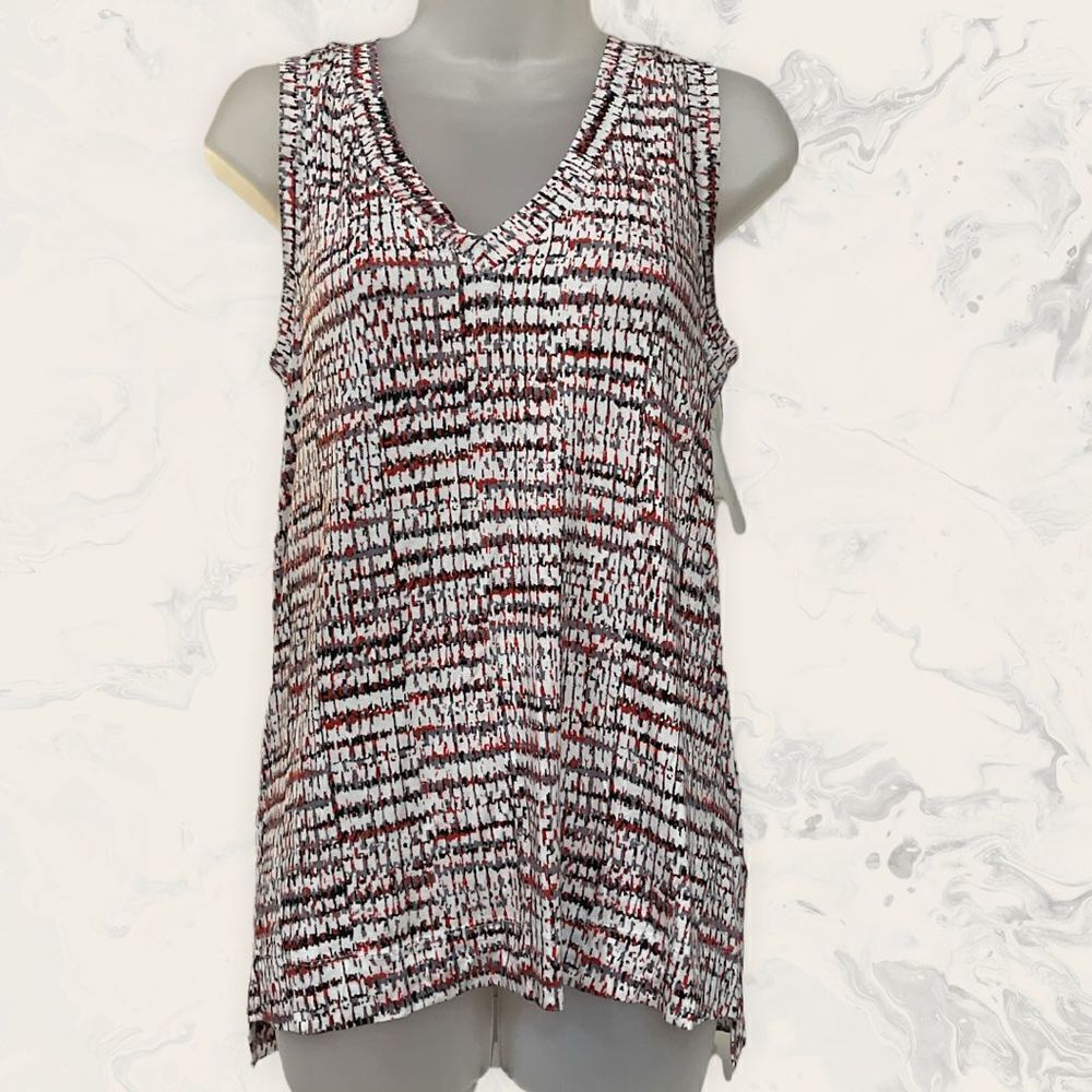 Liverpool Los Angeles V-Neck Knit Tank - Size S - White /red